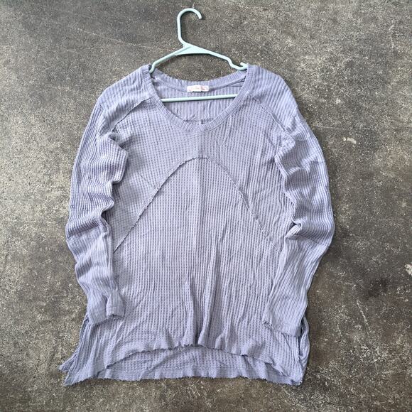 It's Our Time Sweater Womens XL Gray Ribbed Distressed Relaxed Long Sleeve - Picture 1 of 8
